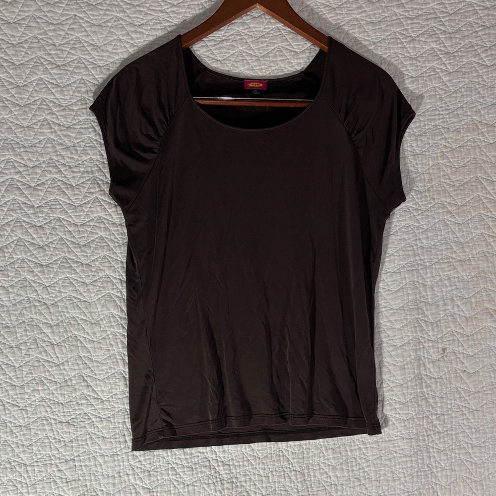 Elegant Brown Short Sleeve Women's Top
